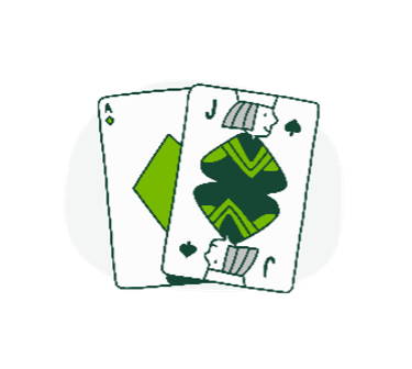 Illustration of two cards; the ace of diamonds and Jack of spades