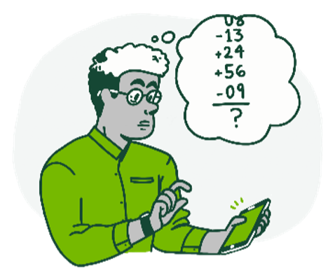 Illustration of a man doing calculations on his phone