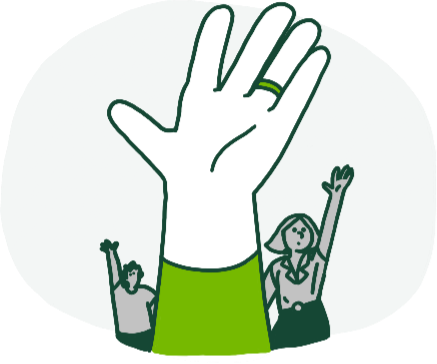 Illustration of a close up of a raised hand